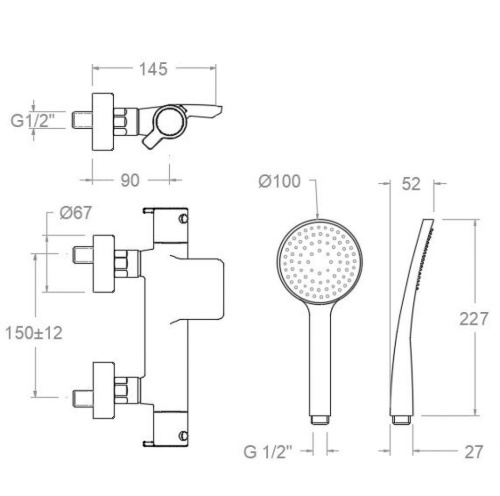 Смеситель для ванны Ramonsoler BLAUTHERM 943901T1 настенный хром - фото 3