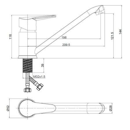 Смеситель для кухни Voda Breeze BZ05 на мойку хром