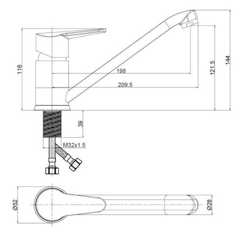 Смеситель для кухни Voda Breeze BZ05 на мойку хром - фото 3