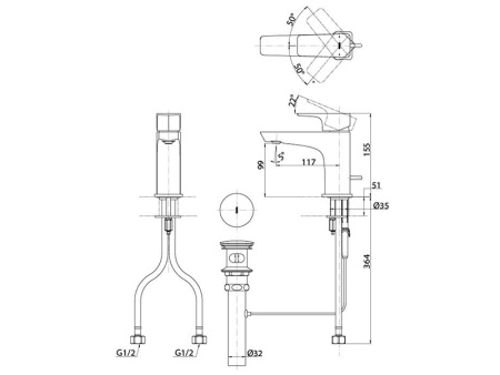 Смеситель TOTO TLG07301R на раковину хром без термостата