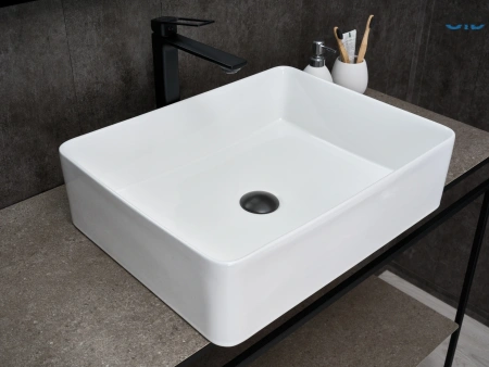 Раковина керамическая Gid Geométrico 51236 50х40 накладная цвет белый без отверстий под смеситель