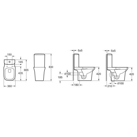Унитаз-компакт напольный с бачком Lavinia Boho Bristol 3305001R белый с сиденьем микролифт безободковый каскадный смыв