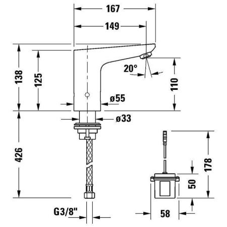 Смеситель Duravit Sensor 1 SE1090009010 на раковину хром