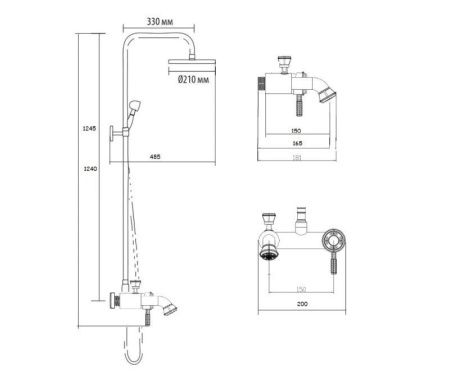 Душевая стойка Bronze de Luxe 10124DF настенная цвет бронза