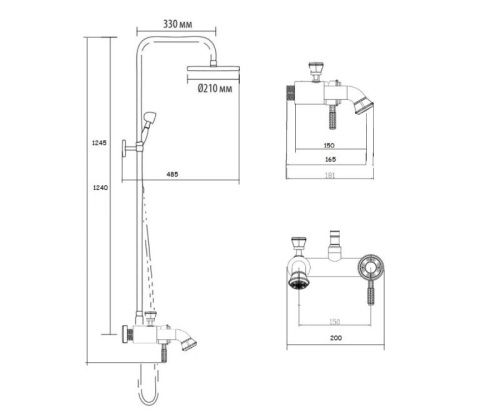 Душевая стойка Bronze de Luxe 10124DF настенная цвет бронза - фото 3