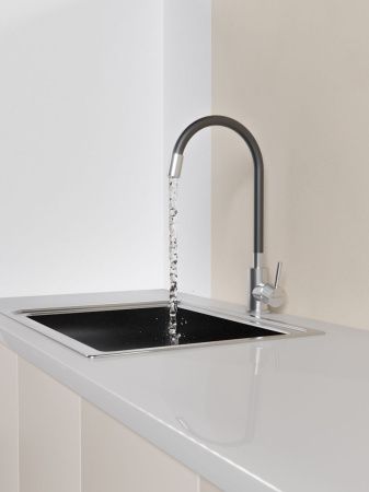 Смеситель для кухни Knotlor STREAMLINE SS-02 на мойку нержавеющая сталь