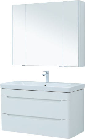 Комплект мебели: тумба с раковиной 105x46x62 + зеркало-шкаф Aquanet София 00274193 подвесной цвет белый