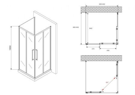 Душевой уголок Abber Schwarzer Diamant AG02090BH-S90B 90х90 стекло прозрачное профиль черный без поддона