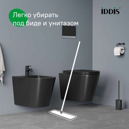 Унитаз подвесной IDDIS Calipso CALR3BMi73 черный с сиденьем микролифт безободковый каскадный смыв