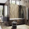 Душевая шторка на ванну Maybah Glass MGV-793-5 80х140 стекло тонированное профиль хром ориентация универсальная
