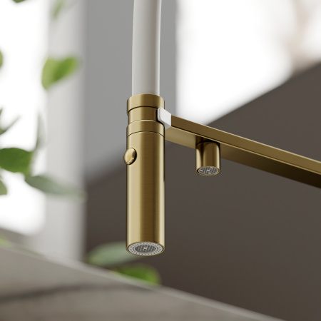 Смеситель для кухни Sancos Imola SC4010BG на мойку брашированное золото/белый