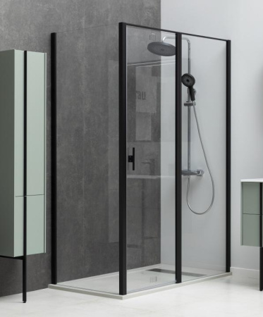 Душевой уголок Allen Brau Priority 3.31030.BBA + 3.31048.BBA 100х100 стекло прозрачное профиль черный без поддона
