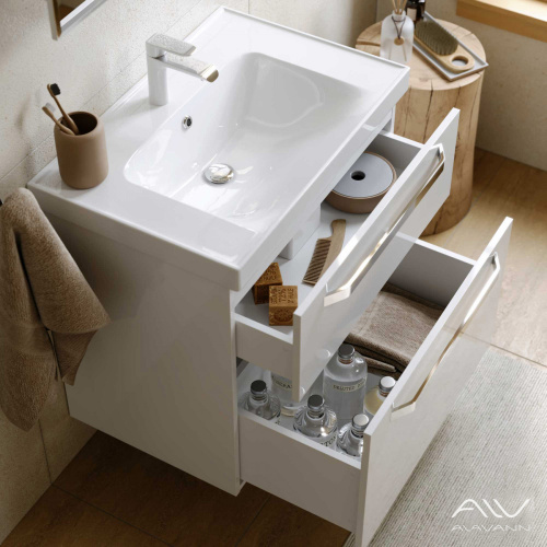 Тумба с раковиной Alavann Paris ALV0987000 75х47х70 подвесная цвет белый - фото 3