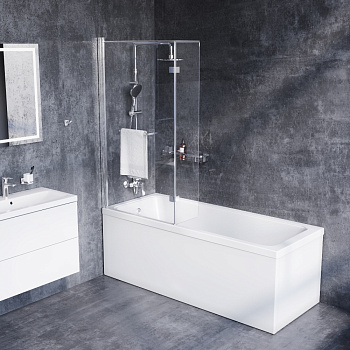 Душевая шторка на ванну Damixa Skyline DX35WBS-D7W1-150MT 80х140 стекло прозрачное профиль хром глянцевый ориентация универсальная