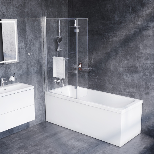 Душевая шторка на ванну Damixa Skyline DX35WBS-D7W1-150MT 80х140 стекло прозрачное профиль хром глянцевый ориентация универсальная Душевая шторка на ванну Damixa Skyline DX35WBS-D7W1-150MT 80х140 стекло прозрачное профиль хром глянцевый ориентация универсальная