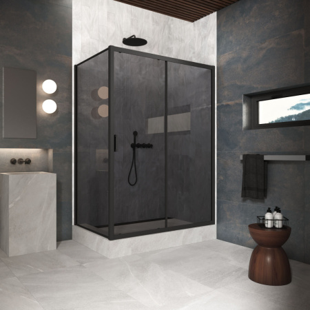 Душевой уголок Vegas-Glass ZP+ZPV Protec ZP+ZPV Protec 160*85 02М 07 160х85 стекло тонированное профиль черный матовый без поддона