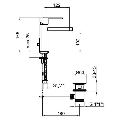 Смеситель Webert Azeta New AA830102015 на раковину хром - фото 3