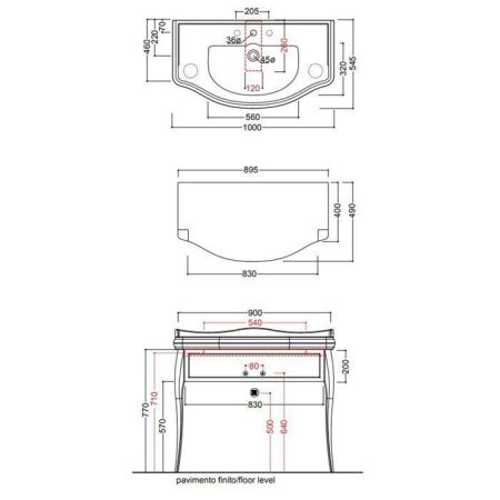 Тумба под раковину Kerasan Retro 7363K7 90х50 подвесная цвет белый