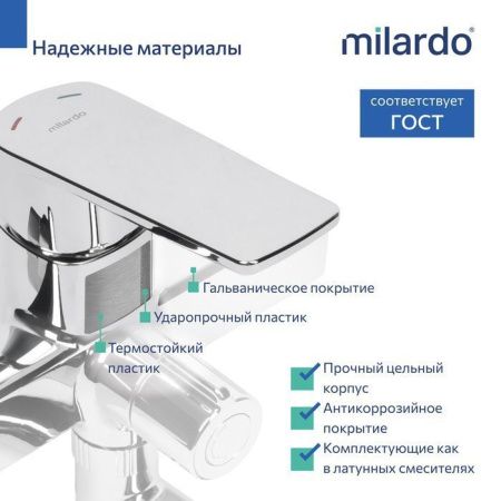 Смеситель для ванны Milardo Poli POLSB00M10 настенный хром