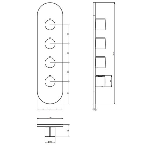 Смеситель для душа Gessi Tondo 43066#031 встраиваемый в стену хром с термостатом (внешняя часть) - фото 3