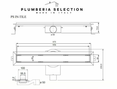 Душевой лоток Plumberia Selection PST IN-TILE PST100OB 100х5 черный