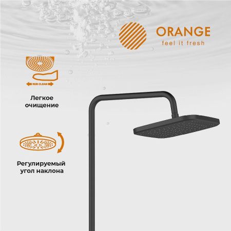 Душевая стойка Orange Thermo T02S4-911b настенная цвет черный с термостатом