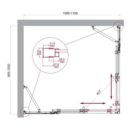 Душевой уголок BelBagno LUCE LUCE-AH-22-110/100-C-Cr 110х100 стекло прозрачное профиль хром без поддона
