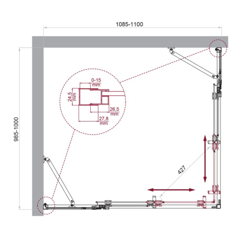 Душевой уголок BelBagno LUCE LUCE-AH-22-110/100-C-Cr 110х100 стекло прозрачное профиль хром глянцевый без поддона - фото 2