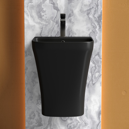 Раковина из сантехнического фарфора Ceramica Nova DION CN6067MB 37х40 подвесная цвет черный матовый 1 отверстие под смеситель