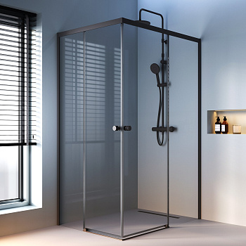 Душевой уголок Am.Pm X-Joy W94G-403-12090-BТ 118х88 стекло прозрачное профиль черный матовый без поддона