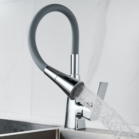 Смеситель для кухни Shevanik S543-9 на мойку хром/серый