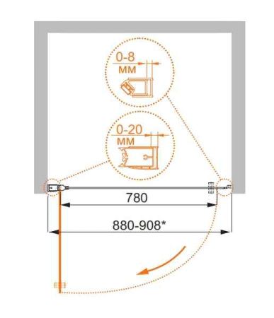 Душевая дверь Cezares ELENA ELENA-W-B-1-90-P-Cr-L 90х195 стекло рифленое профиль хром
