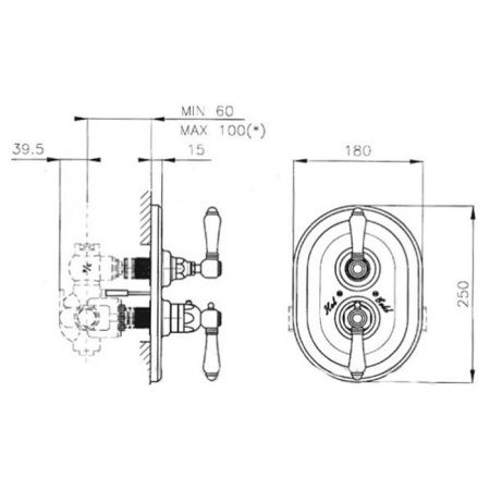 Смеситель для душа Nicolazzi Termostatico 4909BZ78 встраиваемый в стену бронза (внешняя часть) с термостатом