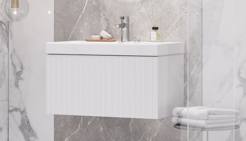 Тумба под раковину Velvex COMPO tp.COM.9696.70.1Y белый глянец 69х39х34 подвесная цвет белый - фото 3