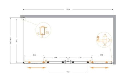 Душевой уголок Cezares MOLVENO MOLVENO-AH-2/1-180/90-C-Cr-IV 180х90 стекло прозрачное профиль хром без поддона