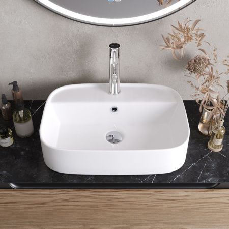 Раковина керамическая Cezares CZR-6616 60х40 накладная цвет белый 1 отверстие под смеситель