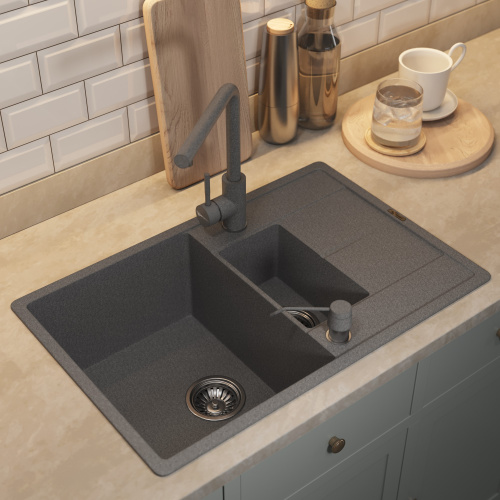 Кухонная мойка Uperwood Quartz Premium UPD-05 3910202118 78x51 цвет серый матовый - фото 3