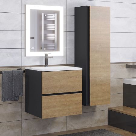 Тумба с раковиной Uperwood Barsa 29830205647 50х50 цвет коричневый/черный