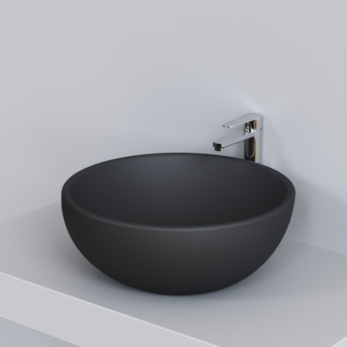 Раковина из сантехнического фарфора Ambassador Queen 116T20201 45х45 накладная цвет черный матовый без отверстий под смеситель - фото 4