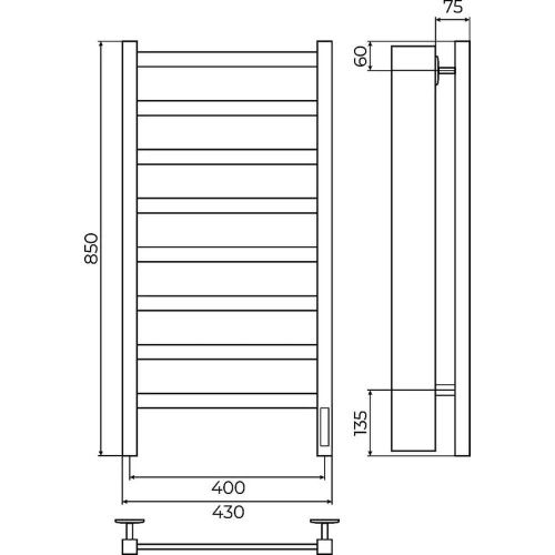 Полотенцесушитель Terminus 4670078554192 43х85 электрический хром - фото 3