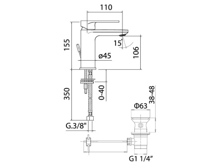 Смеситель Mamoli Sadler 46010000605K на раковину черный матовый