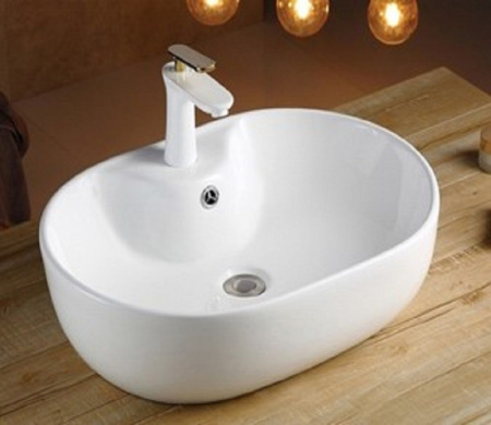 Раковина из санфаянса CeramaLux 9163 63х42 накладная цвет белый 1 отверстие под смеситель