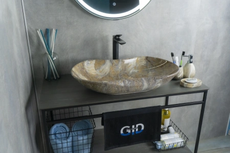 Раковина керамическая Gid Lago 54440 70х40 накладная цвет многоцветный без отверстий под смеситель