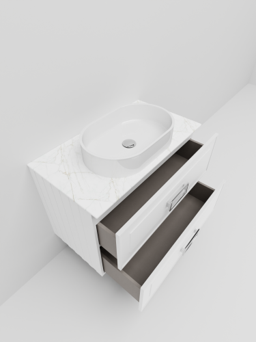 Тумба со столешницей La Fenice CUBO TWIN NFNC-01-CUB-B-80-2-3-GG 80х62х49 подвесная цвет белый - фото 3