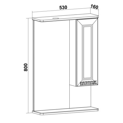 Зеркало-шкаф RUNO МОНРО 00-00000459 53х80 подвесной цвет белый - фото 5