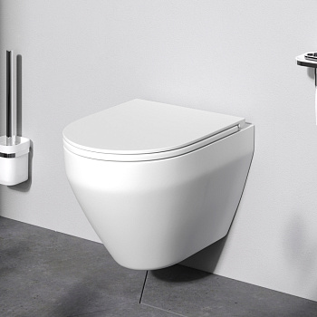 Унитаз подвесной Am.Pm Spirit V2.0 C701700MWSC белый матовый с сиденьем микролифт безободковый каскадный смыв