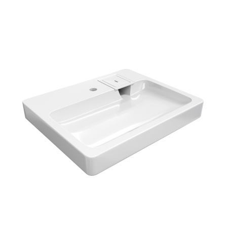 Раковина из литьевого мрамора Teymi Kati Pro T50411 60х49 над стиральной машиной цвет белый 1 отверстие под смеситель