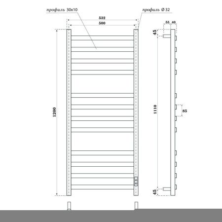 Полотенцесушитель электрический Point Антея PN17852W 55х120 белый