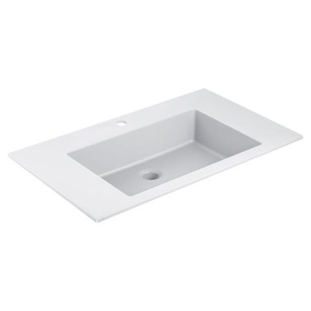 Раковина из искусственного камня Vincea VCB-13800W 80х50 встраиваемая цвет белый 1 отверстие под смеситель