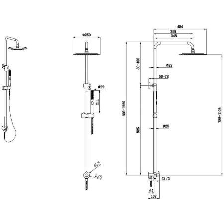 Душевая стойка Allen Brau Priority 5.31031-31 настенная цвет черный